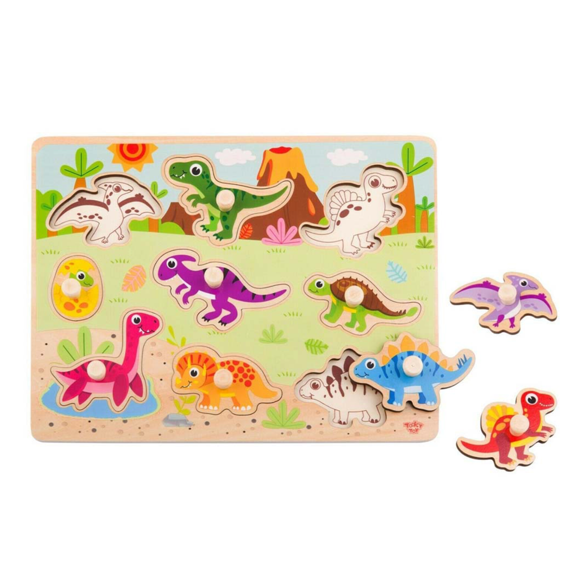 Wooden Dinosaur Puzzle Board by Tokiplay
