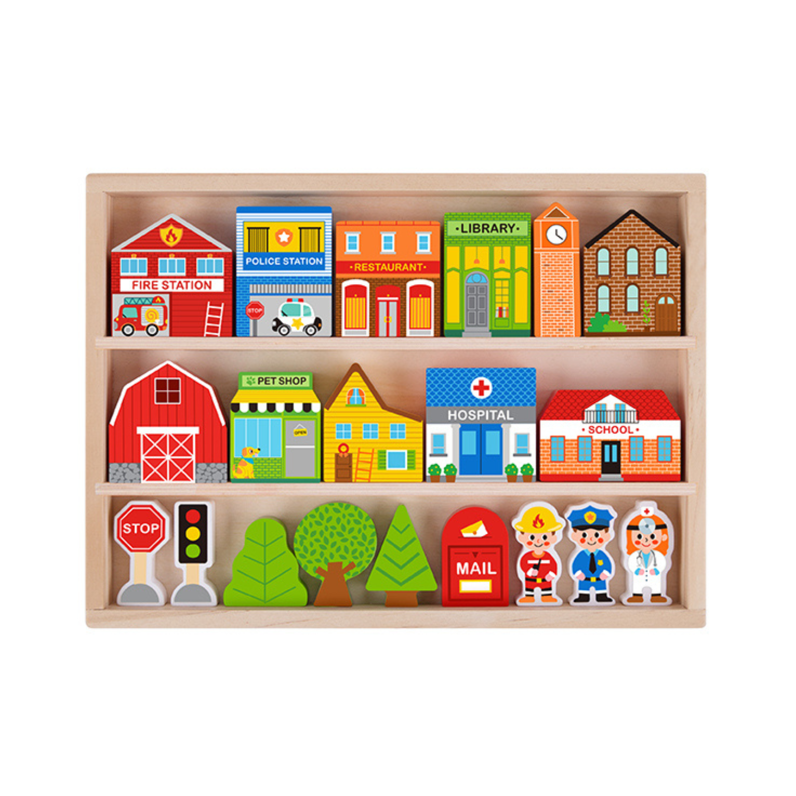 Town Play Set - encourages independent imaginative play by Tokiplay